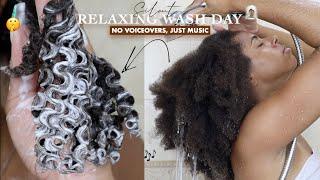 Relaxing Wash Day | Type 4 Hair | No Voiceovers, Just Music | No Silicones | Aussie, Curlmix, Aveda