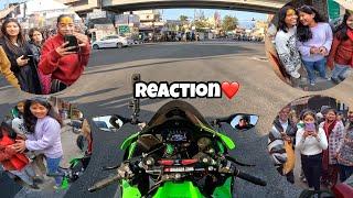 First Day in College on My Kawasaki Z900 | Cute Girl Reaction |Market Reaction #z900 #kawasaki #cute