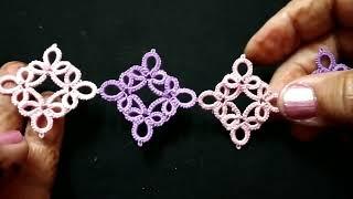 519-Shuttle tatting#92, Beautiful square motif for lace/runner/mats