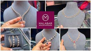 Real diamond necklace set 2025 latest offer and collection with price and weight from Malabar gold