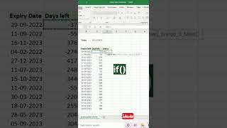 How to create expiry alert in excel#excelformula #exceltips #exceltricks #excel