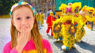 Nastya and her funny vlog in Prague and travel stories for kids