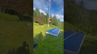 Standing double backflip attempt and double sideflip