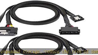 SATA 6G Data Cable, SATA Power 2-In-1 Extension Cord, LP4 IDE 4 pin to SATA 15P Female with Serial