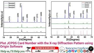 Plot JCPDS Card No. with the X-ray Diffraction Pattern using Origin Software.