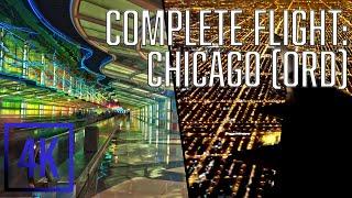 COMPLETE Takeoff & Landing Dark Flight Ambience beginning at ORD T3 airport | Attendant | Call Dings