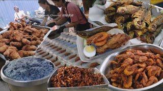 炸鸡鱼虾香兰蓝花椰浆饭槟城五条路豆干屋分量十足美食 Penang Macallum Food Nyonya Blue Butterfly Pea Flower Nasi Lemak Breakfast