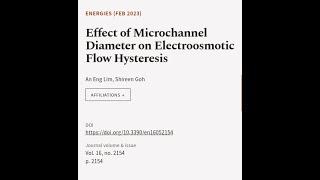 Effect of Microchannel Diameter on Electroosmotic Flow Hysteresis | RTCL.TV
