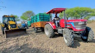 JCB 3dx with 4wd Mahindra Arjun NOVO 605 John Deere Sonalika 60 Rx Tractor Making Vermicompose