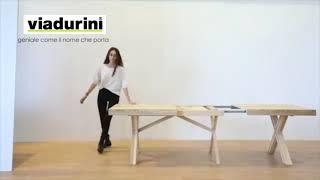 Mesa extensible blanca con estructura de madera natural - Rico