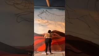 Adding the reds to the Blue Wolf Mural #onesevennine #seattleartist #seattlemuralist #spraypaint