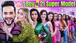 21 SUPER MODELS VS  1 BOY : DATING CHALLENGE