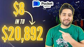  Perfect Strategy For Beginners  $8 to $20,892  Live trade #pocketoption #binaryoptions