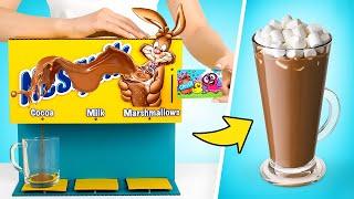 Máquina de Nesquik com Papelão para Deliciosas Bebidas de Chocolate