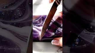 Watch the AI-crafted amethyst soap melt under the blade… pure satisfaction in every slice