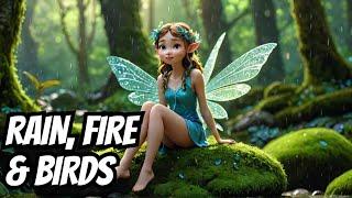 Fairy Forest Rain ASMR: Soothing Sounds of Fire & Birds Singing