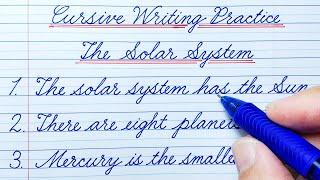 Cursive Writing | 10 Lines Essay on The Solar System | English Writing |Cursive Handwriting Practice