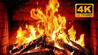 FIREPLACE 4K  Fireplace video with Burning Logs & Fire Sounds. Christmas Fireplace