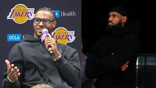 Bronny James First Lakers Press Conference with dad LeBron watching (19 Questions)