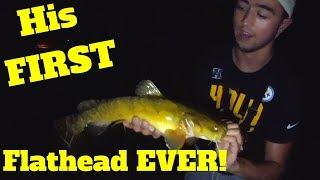 Catching Flathead with Live Bait | His FIRST Flathead EVER!