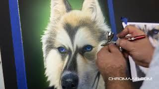 Airbrush painting dog. Furry animal airbrush tutorial. Time laps airbrushing how to