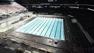 Swimming pool installation at Paris La Défense Arena - Timelapse | Myrtha Pools