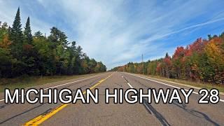 4K M-28 - Michigan Highway 28 - Au Train to Harvey - Upper Peninsula During Fall Road Trip Adventure