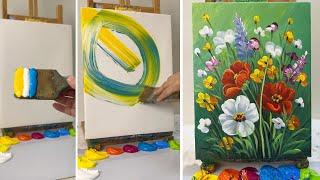 Vibrant Wildflower Acrylic Painting | Step-by-Step Floral Art Tutorial #333