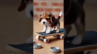 Cute Puppy Skating #bestpuppy #happypaws #cutealert #newfie #funnypuppy #fluffypuppy #puppy