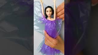 How To Make Stunning Doll Dress From Plastic Bag  #SHORTS