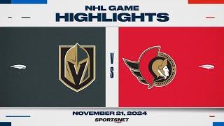 NHL Highlights | Golden Knights vs. Senators - November 21, 2024