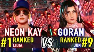 T8  NEON KAY MORGAN (#1 Ranked Lidia) vs GORAN (#9 Ranked Jun)  Tekken 8 High Level Gameplay