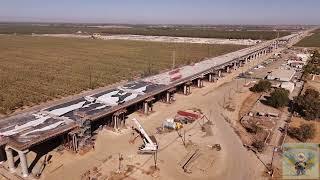 California High-Speed Rail 100% Speed Drone Footage of Hanford Viaduct Area