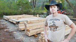 I am Building a Cabin From Scratch - Saw Milling Timbers & Building Walls