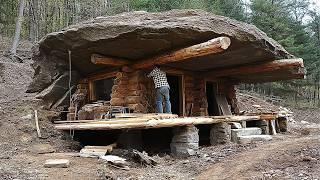 Man Builds Hidden UNDER-ROCK Home in the Forest | Start to Finish by @Outdoor_builder