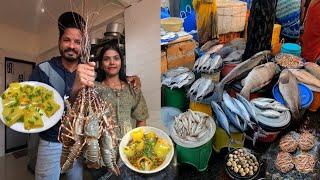 ससून डॉक फिश मार्केट मधून आणले 500rs मध्ये 10 लोबस्टर | Sassoon Dock | Unique Lobster Recipe