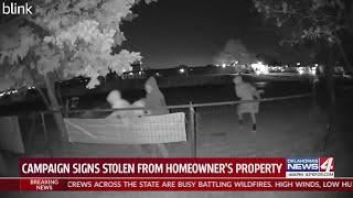 Campaign signs stolen from homeowner's property