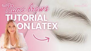 PMU nano brows drawing  practice on latex step-by-step tutorial