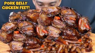 Pork at Chicken Feet Mukbang Asmr | Filipino Adobo | Filipino Food Mukbang Philippines