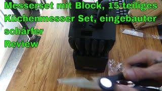 Messerset mit Block, 15-teiliges Küchenmesser Set, eingebauter schärfer Review