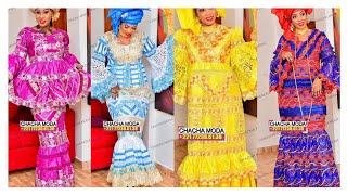 NOUVELLES ET DERNIÈRES COLLECTIONS DE MODE SÉNÉGALAISE BAZIN/DENTELLE BRODÉE PAR #CHACHA MODA