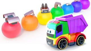 Rainbow Paint Balls: Build and Paint the Toy Car! 