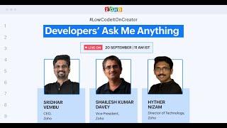 Creator's All-Developers Ask Me Anything | Zoho Creator | LN Live