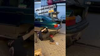 OMG a man doing two tasks at once  #bmw #mechanical #garage