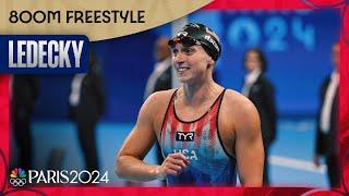 Katie Ledecky takes gold in 800m freestyle for FOURTH STRAIGHT OLYMPICS | Paris Olympics