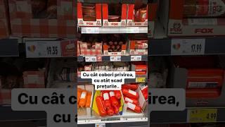 Cu cât cobori privirea, cu atât scad prețurile..#marketing #cumparaturi #produse #preturi #kaufland