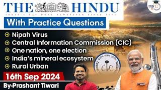 The Hindu Newspaper Analysis | 16 Sep 2024 | Current Affairs Today | Daily Current Affairs | StudyIQ