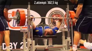 Andrii Krymov (UKR) 290-302,5-302,5 kg 2014 IPF World Benchpress Championships