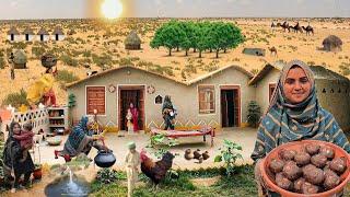 Morning Routine work Of Women In The Desert Village Pakistan