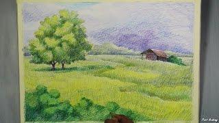 A Landscape with Colored Pencil | step by step